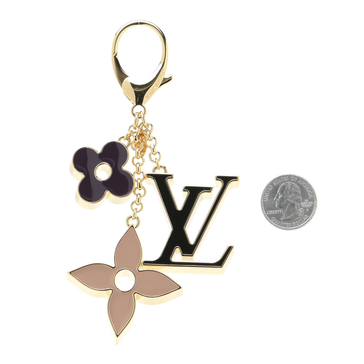 Fleur De Monogram Bag Charm Dore