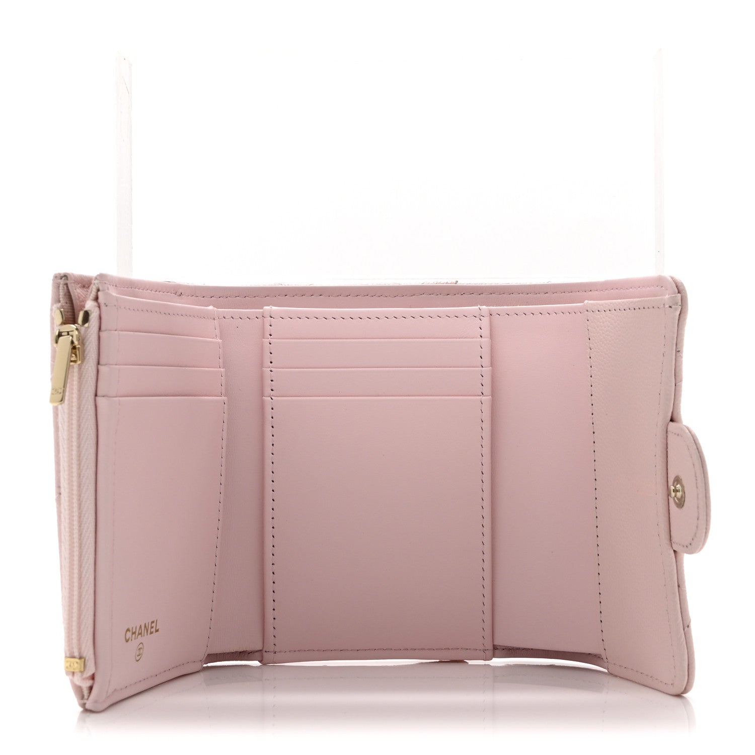 財布 CHANEL flapwallet pink Long flap wallet - Grained shiny calfskin & gold-tone metal, light