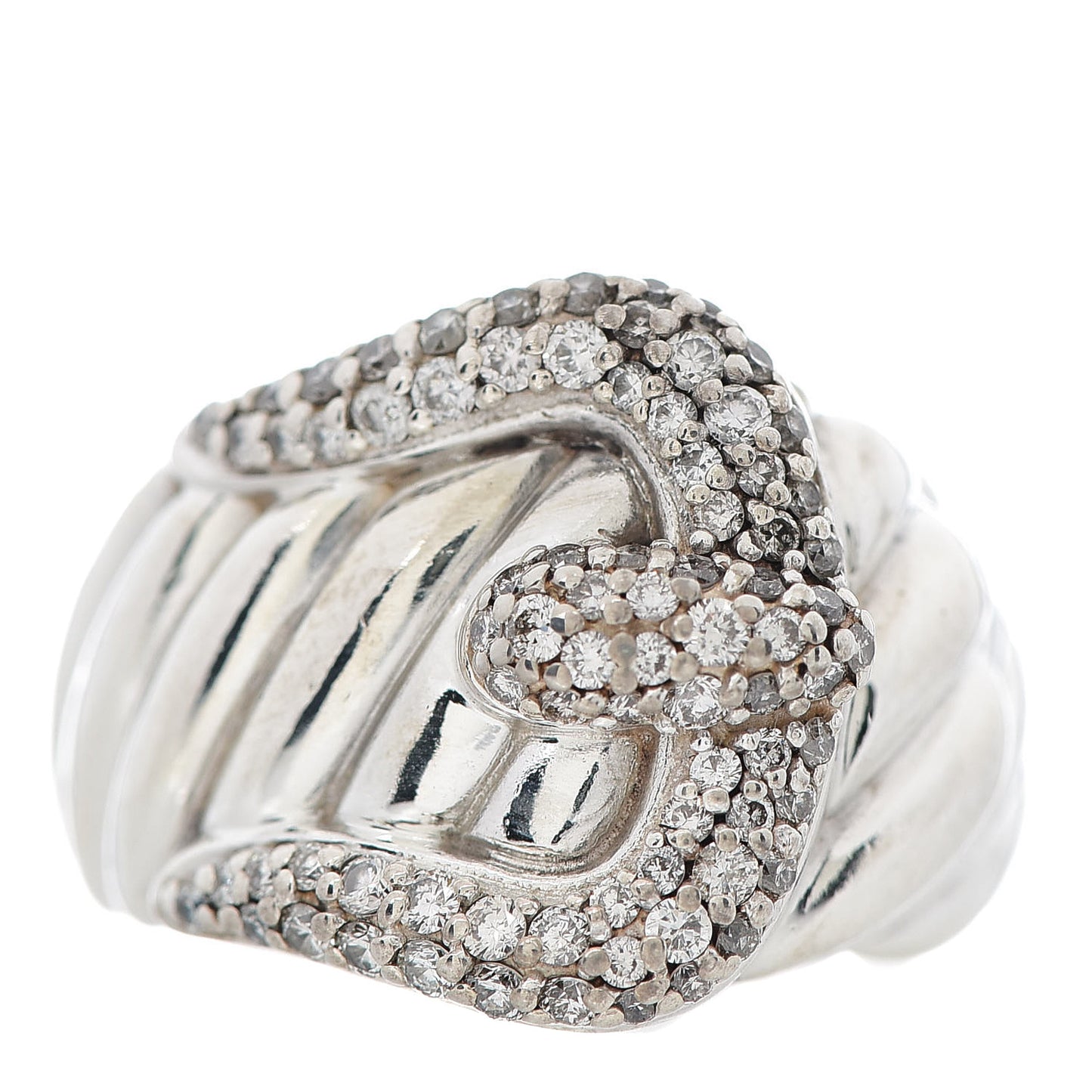 Sterling Silver Diamond Buckle Cable Ring 51 5.75