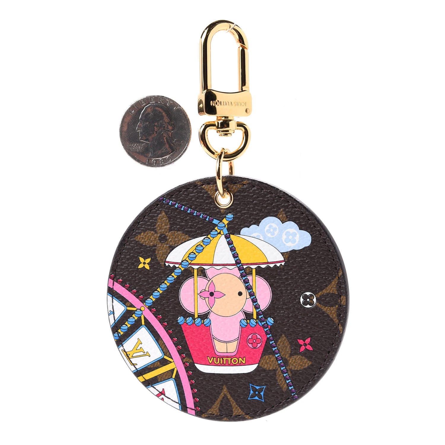 Louis Vuitton Monogram 2020 Christmas Animation Big Wheel Bag Charm Key Ring Rose Ballerine 4 of 9