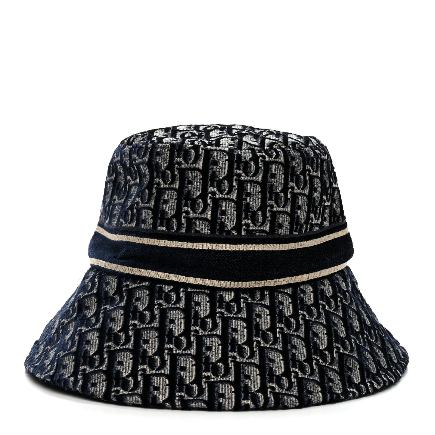 Velvet Oblique Large Brim Bucket Hat 58 Bleu Marine