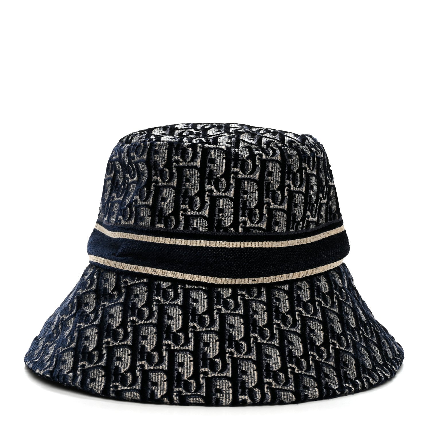Christian Dior Velvet Oblique Large Brim Bucket Hat 58 Bleu Marine 6 of 8