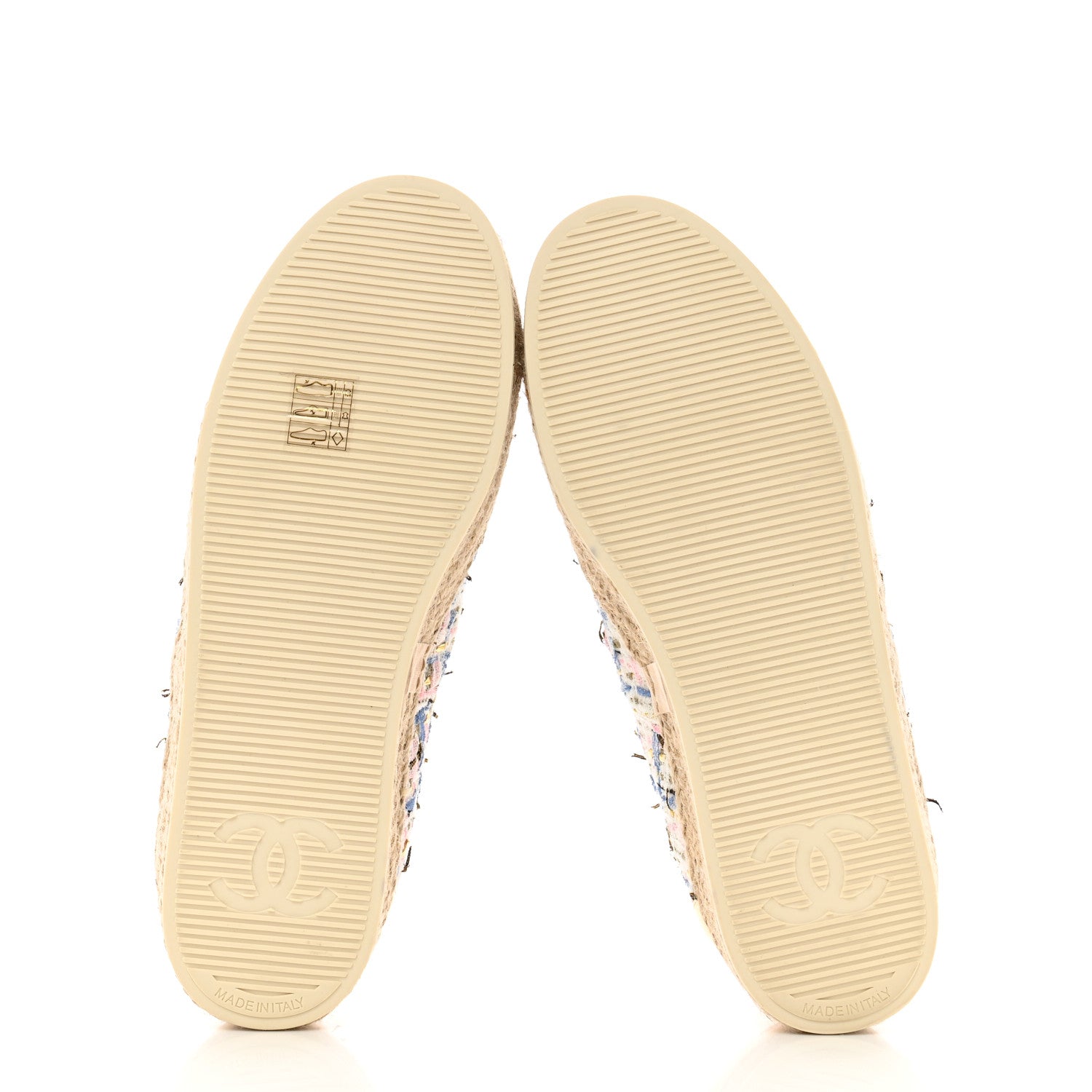 Chanel Tweed Laminated Lambskin Lace Up Espadrilles 39 Pink Blue Gold White 6 of 9