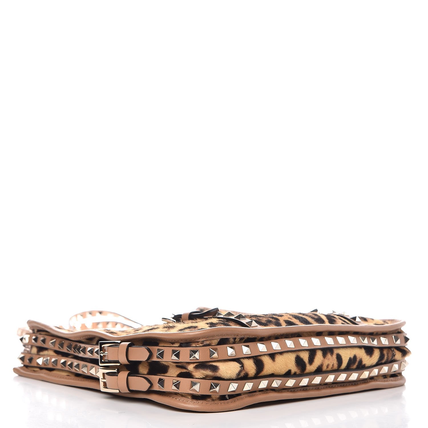 Valentino Garavani Calf Hair Leopard Print Rockstud Shopper Tote Tan 4 of 7