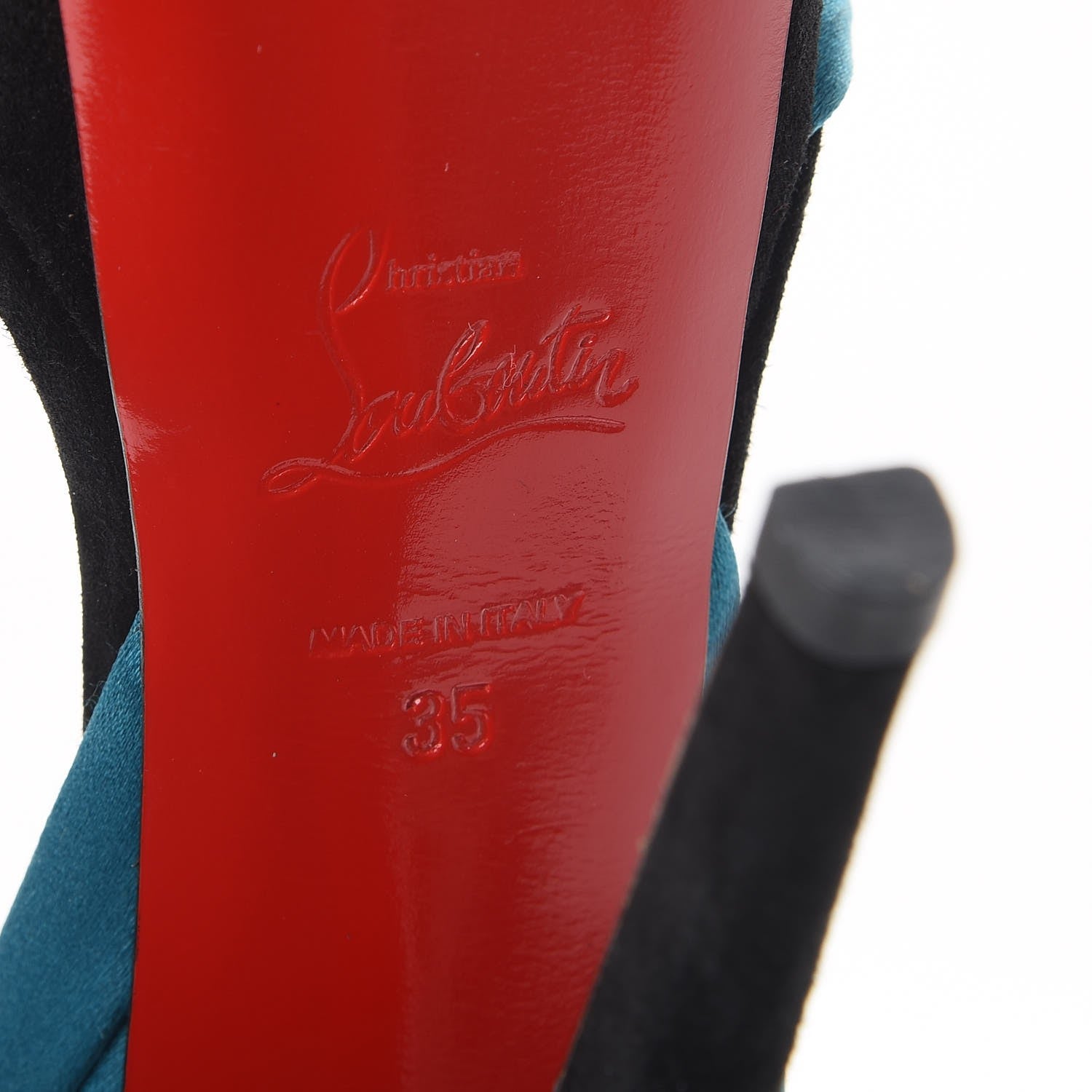 Christian Louboutin Satin Veau Velours Vampanodo 140 Platform Sandals 35 Black Peacock 6 of 9