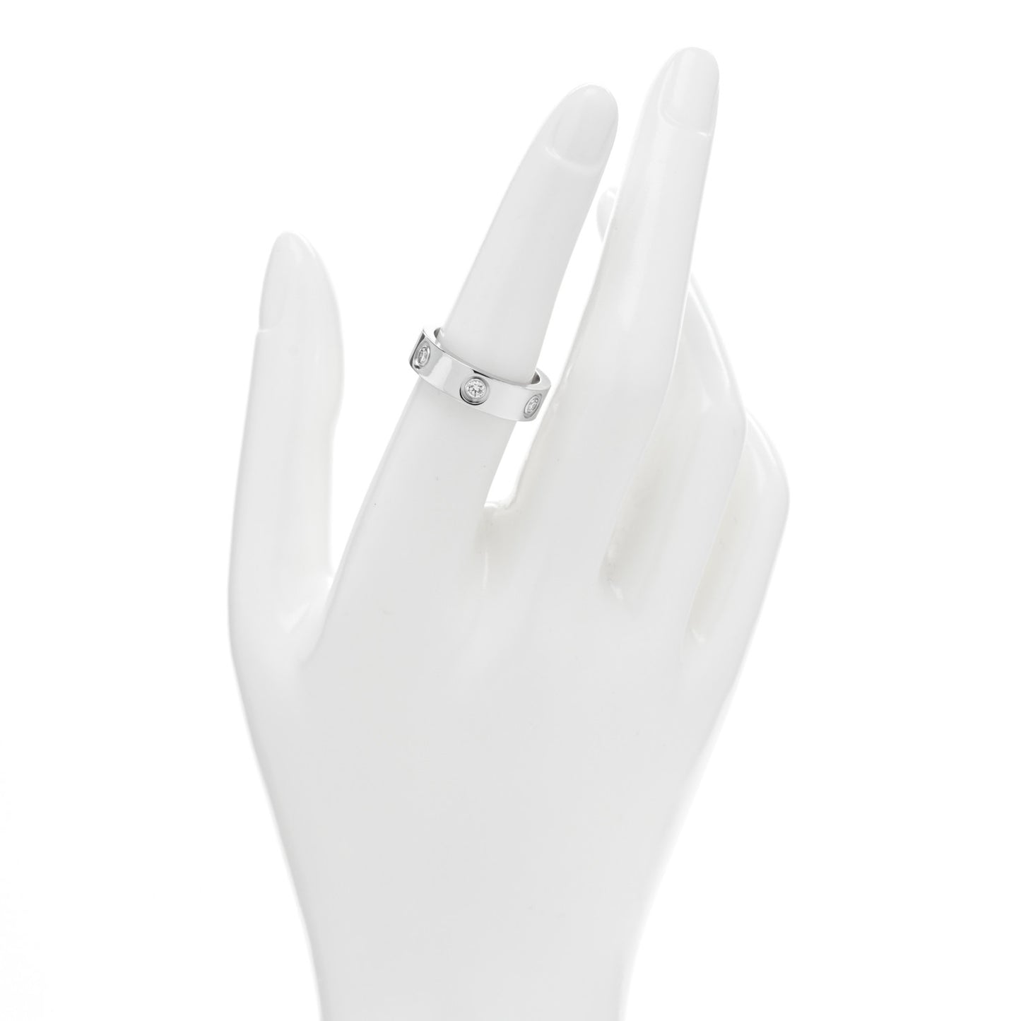 18K White Gold 6 Diamond 5.5mm LOVE Ring 54 6.75