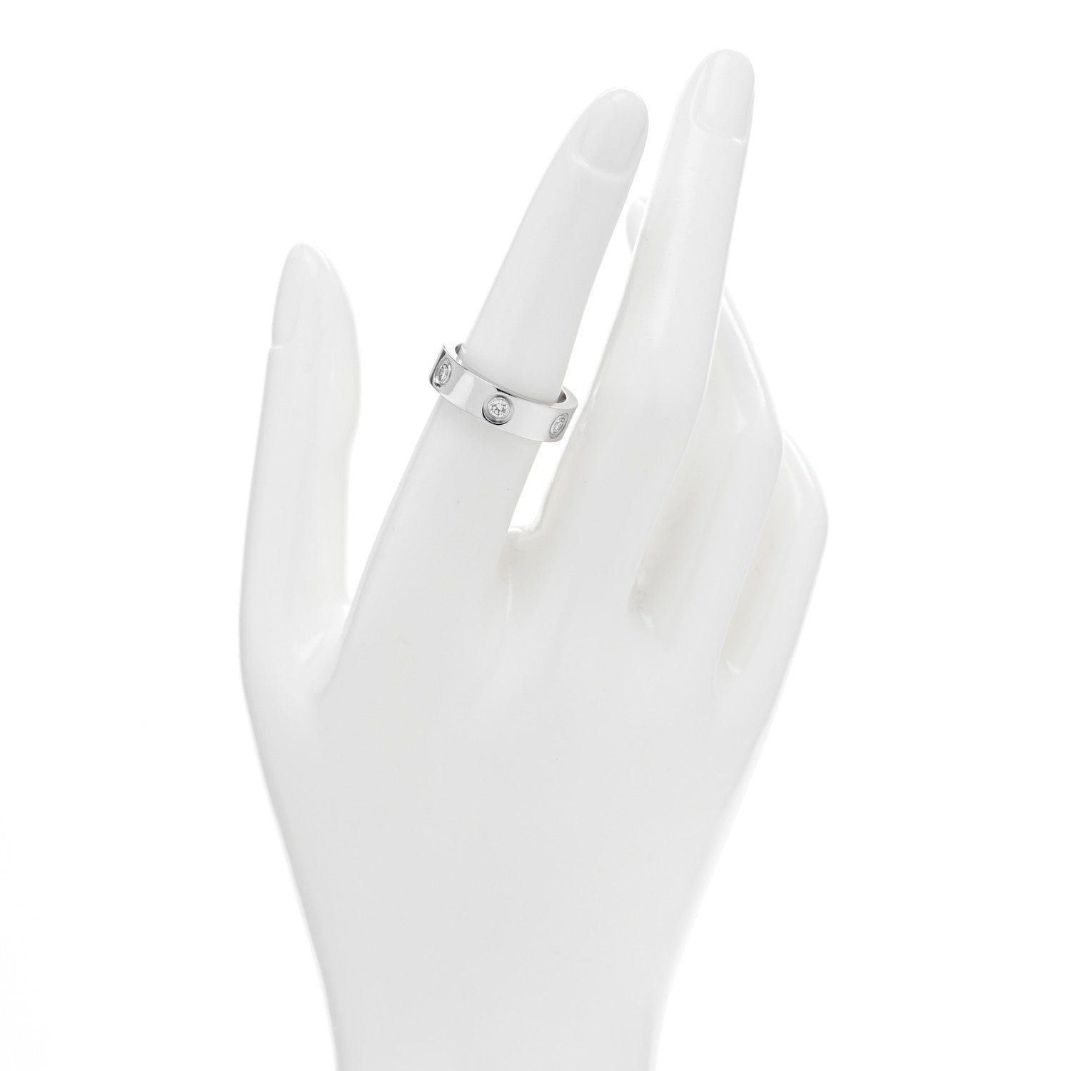Cartier 18K White Gold 6 Diamond 5.5mm LOVE Ring 54 6.75 2 of 5