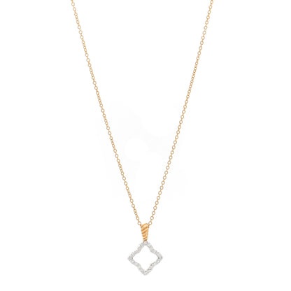 David Yurman 18K Yellow Gold Diamond Cable Collectibles Quatrefoil Pendant Necklace 1 of 5
