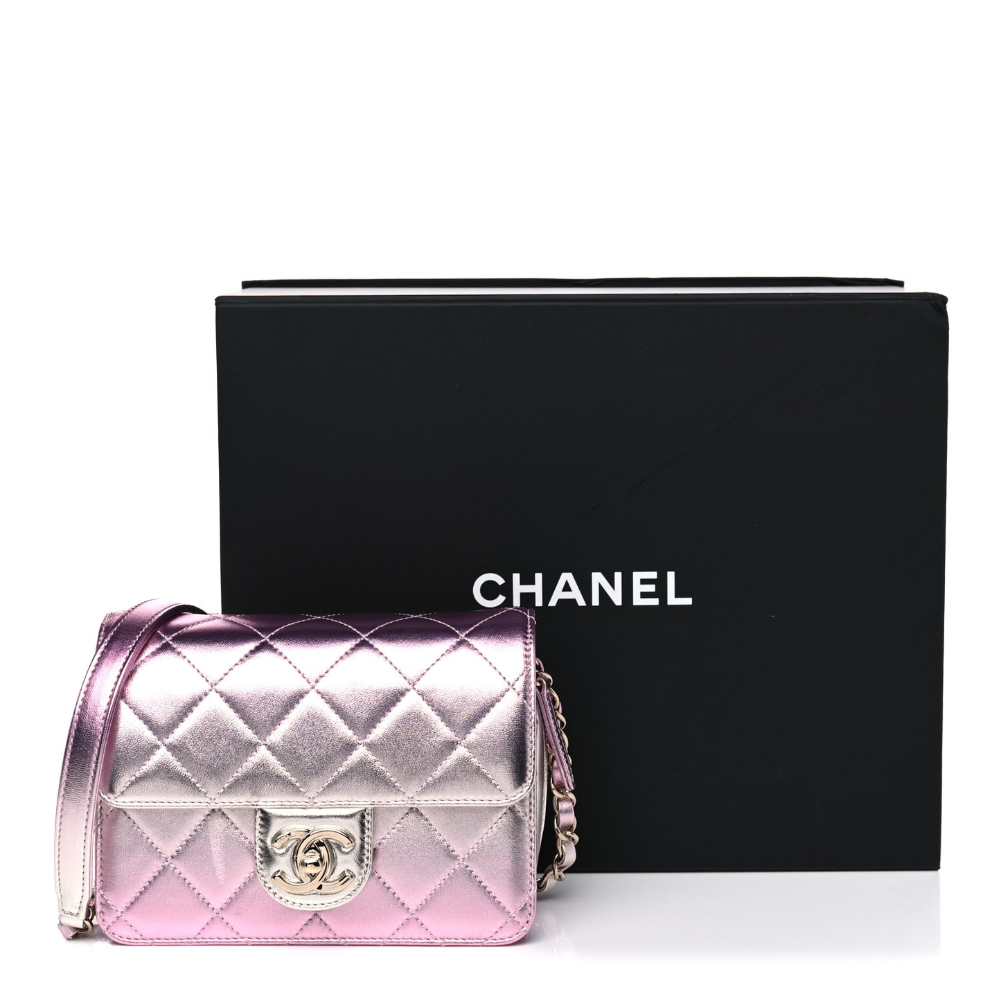 Metallic Lambskin Like A Wallet Flap Golden Pink