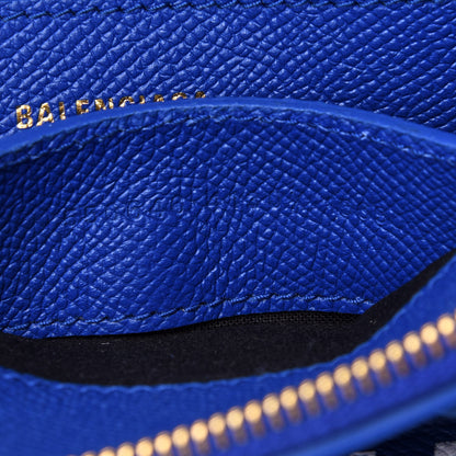 Balenciaga Signature Grained Calfskin Logo XXS Ville Top Handle Bag Bleu Roi White 7 of 10