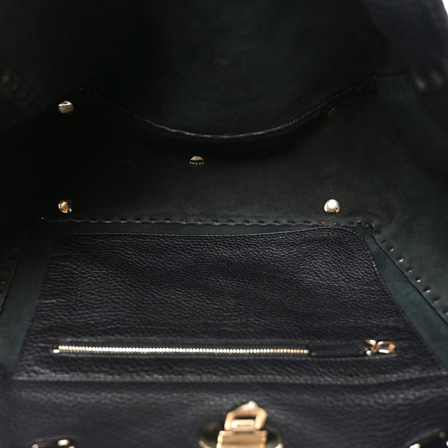 Valentino Garavani Vitello Medium Rockstud Tote Black 5 of 10