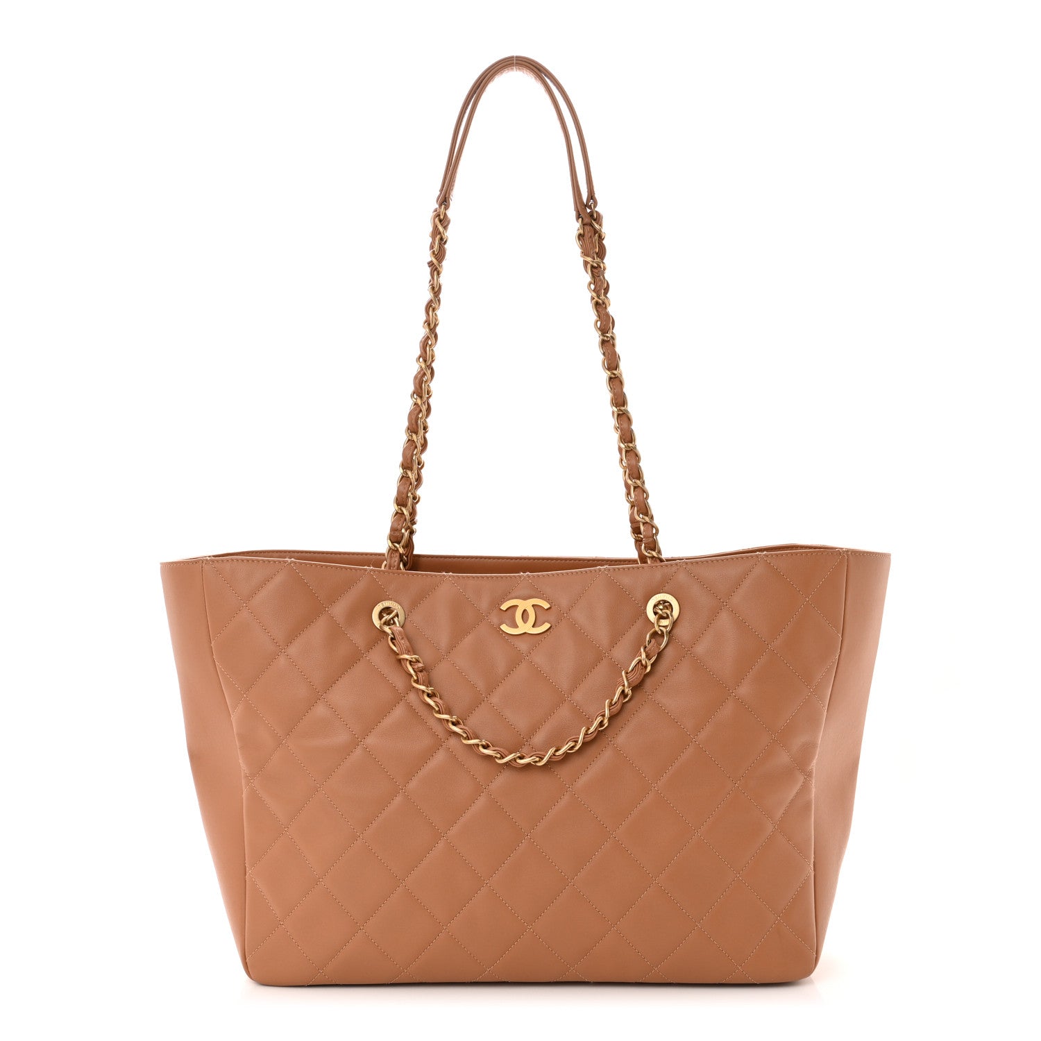 Chanel Lambskin Quilted Large Shopping Tote Dark Beige 1 of 11