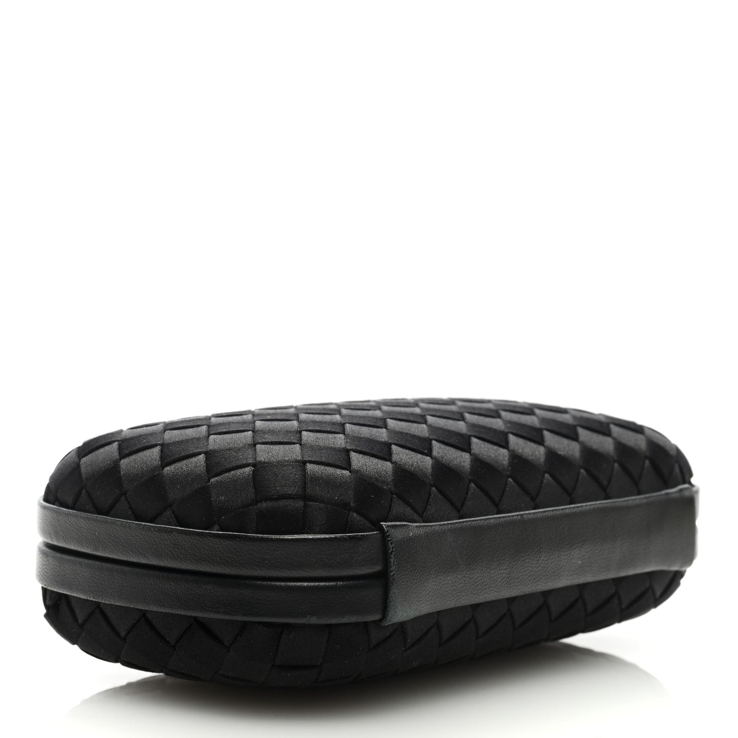 Satin Intrecciato Impero Stretch Knot Clutch Black