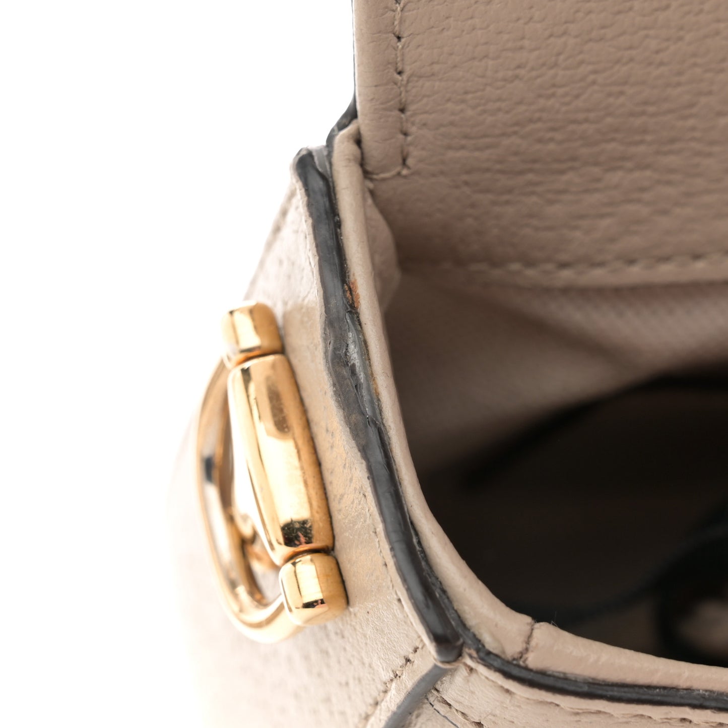 GG Supreme Monogram Textured Dollar Calfskin Web Mini Horsebit 1955 Shoulder Bag Beige Mystic White Oatmeal