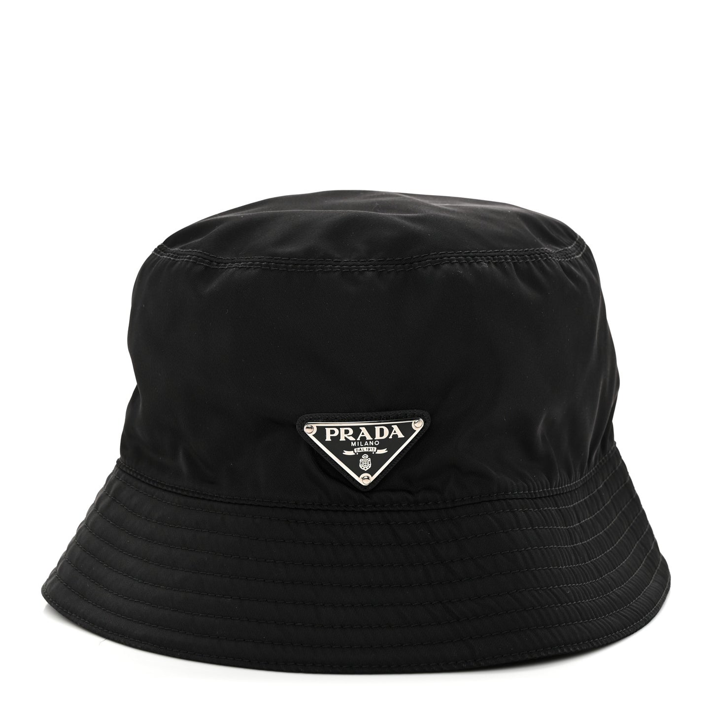 Re-Nylon Metal Triangle Logo Womens Bucket Hat M Black