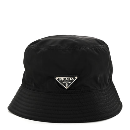 Prada Re-Nylon Metal Triangle Logo Womens Bucket Hat M Black 1 of 7