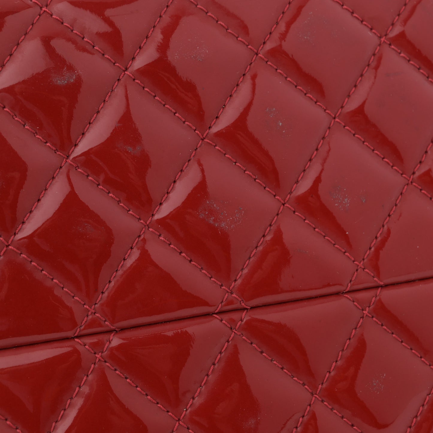 Patent Quilted Medium Just Mademoiselle Bowling Bag Red