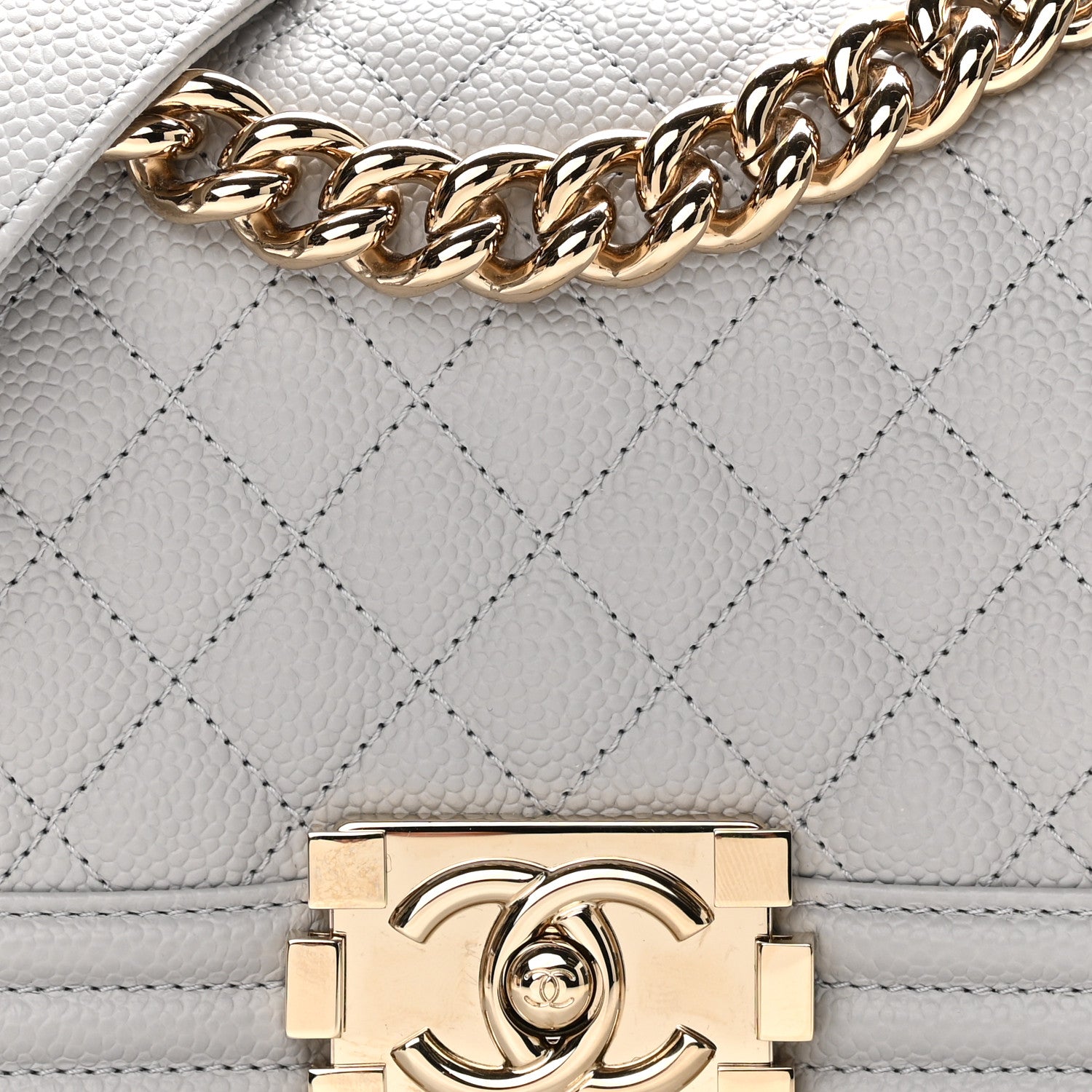 Chanel Caviar Quilted Small Boy Flap Light Grey 8 of 11