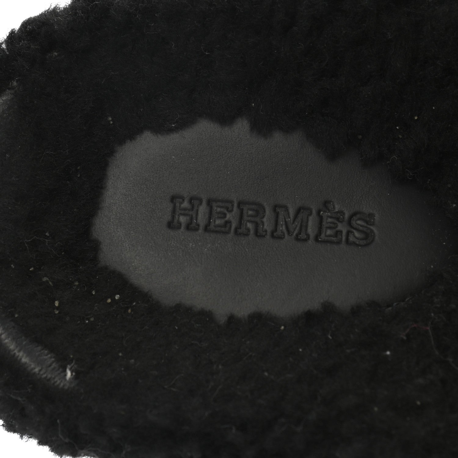 Hermes Calfskin Woolskin Womens Chypre Sandals 38 Black 7 of 13