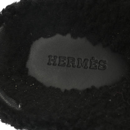 Hermes Calfskin Woolskin Womens Chypre Sandals 38 Black 7 of 13