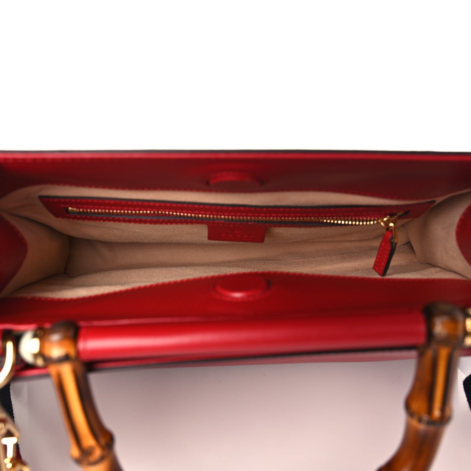 Gucci Nappa Bamboo Web Small Nymphaea Top Handle Bag Hibiscus Red 5 of 10