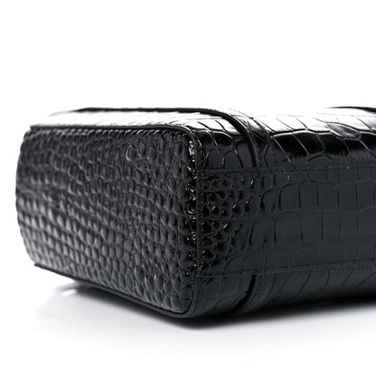 Balenciaga Shiny Calfskin Logo Crocodile Embossed XXS Everyday Tote Black 7 of 8