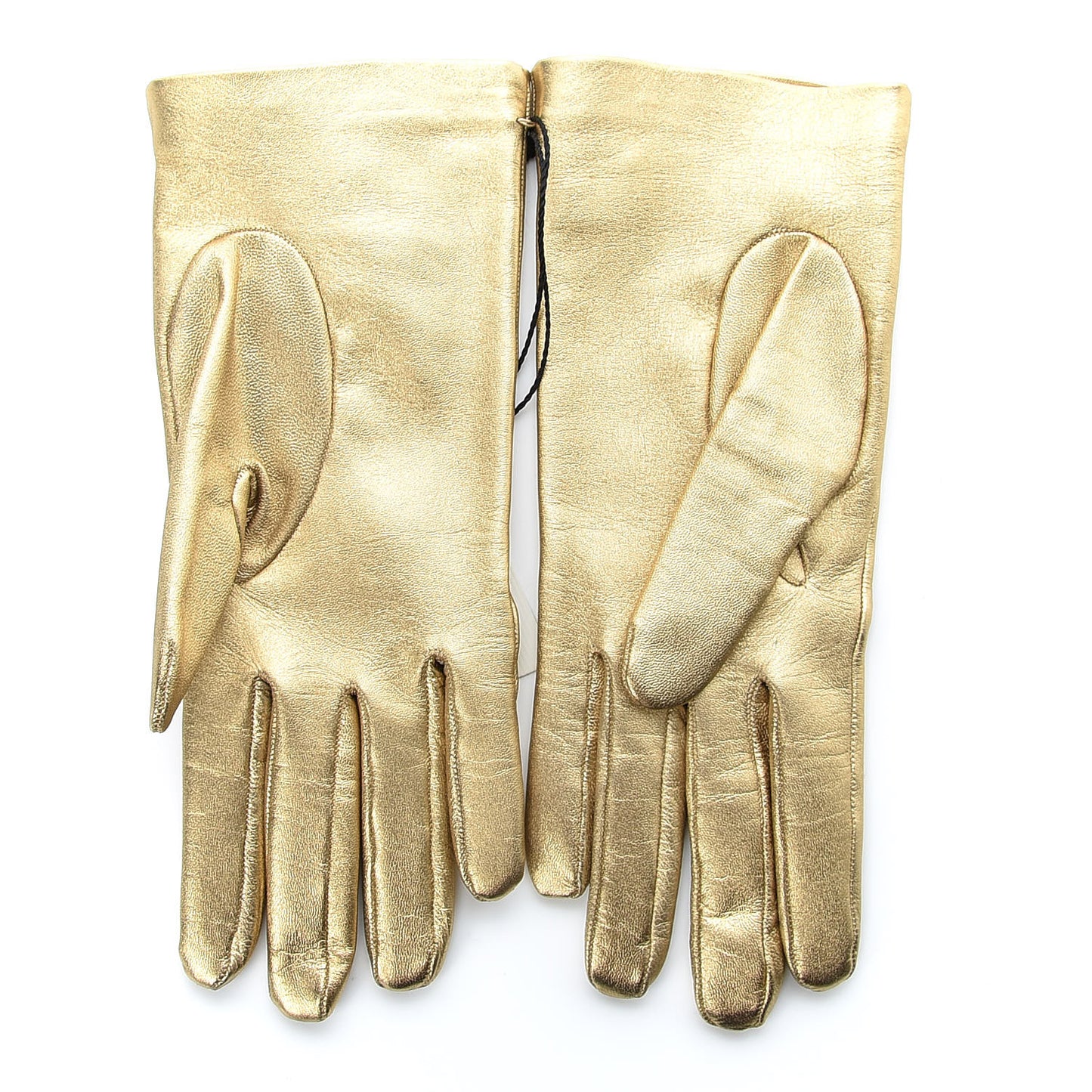 Metallic Nappa Silk Embroidered Melissa Gloves 7.5 Oro Gold