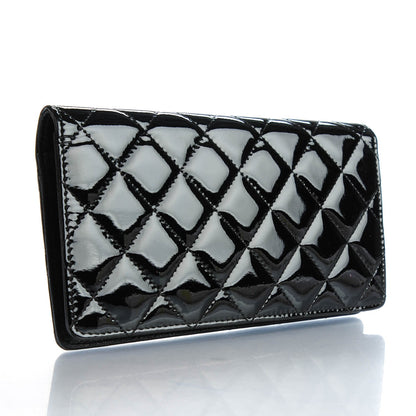 Chanel Patent Calfskin Quilted Yen Wallet Black 3 of 8