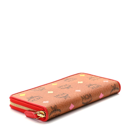 MCM Skyoptic Visetos Zip Around Wallet Cognac Red 6 of 9