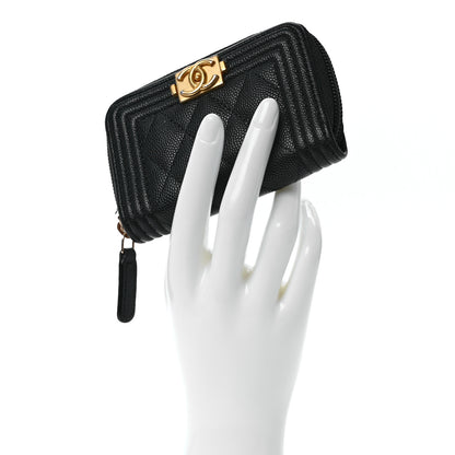 Chanel Caviar Quilted Boy Zip Around Coin Purse Wallet Black 2 of 8