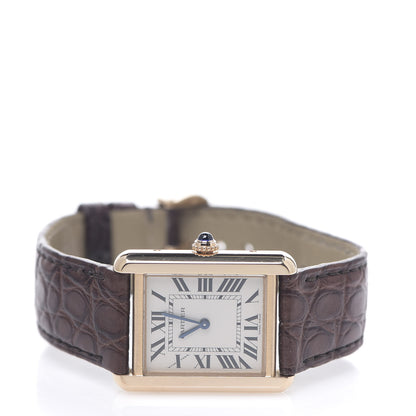 Cartier Stainless Steel 18K Pink Gold Alligator 24mm Tank Solo Quartz Watch Brown 2 of 7