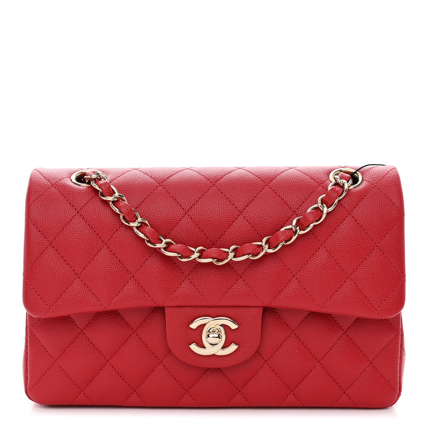 Caviar Quilted Small Double Flap Red
