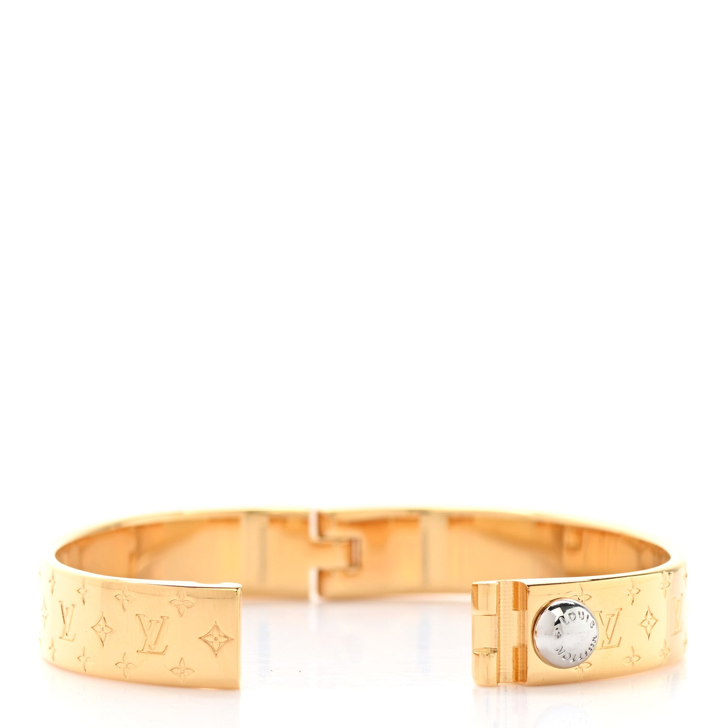 Louis Vuitton Brass Monogram Nanogram Cuff S Gold 6 of 6
