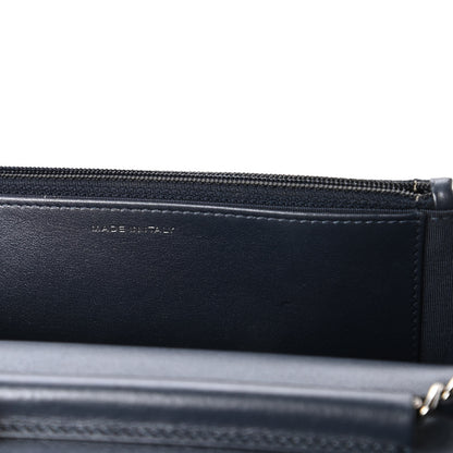 Chanel Goatskin Camellia Embossed Wallet On Chain WOC Blue 9 of 12