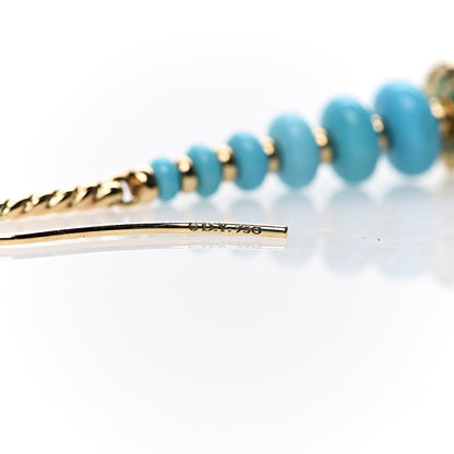 David Yurman 18K Yellow Gold Turquoise Rio Rondelle Drop Earrings 4 of 6