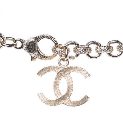 Chanel Metal Crystal Cha-Nel Logo Necklace Gold 4 of 5