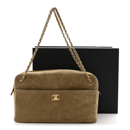 Chanel Suede Quilted Camerissimo Case Dark Beige 11 of 11