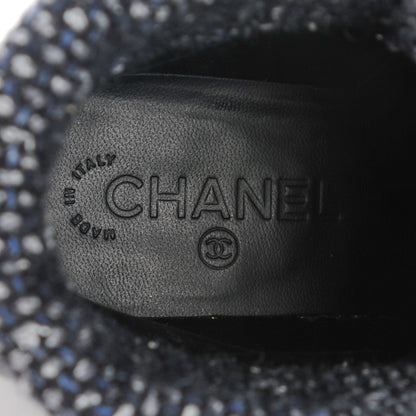 Chanel Calfskin Wool Combat Boots 40 Black 8 of 9