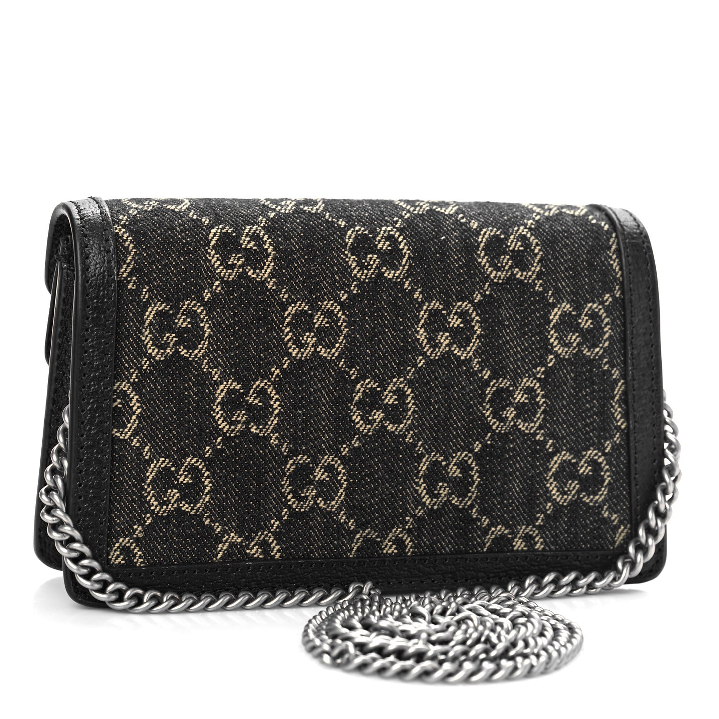Jacquard Black Denim GG Monogram Super Mini Dionysus Shoulder Bag Black Ivory