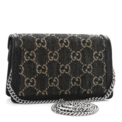 Gucci Jacquard Black Denim GG Monogram Super Mini Dionysus Shoulder Bag Black Ivory 3 of 8