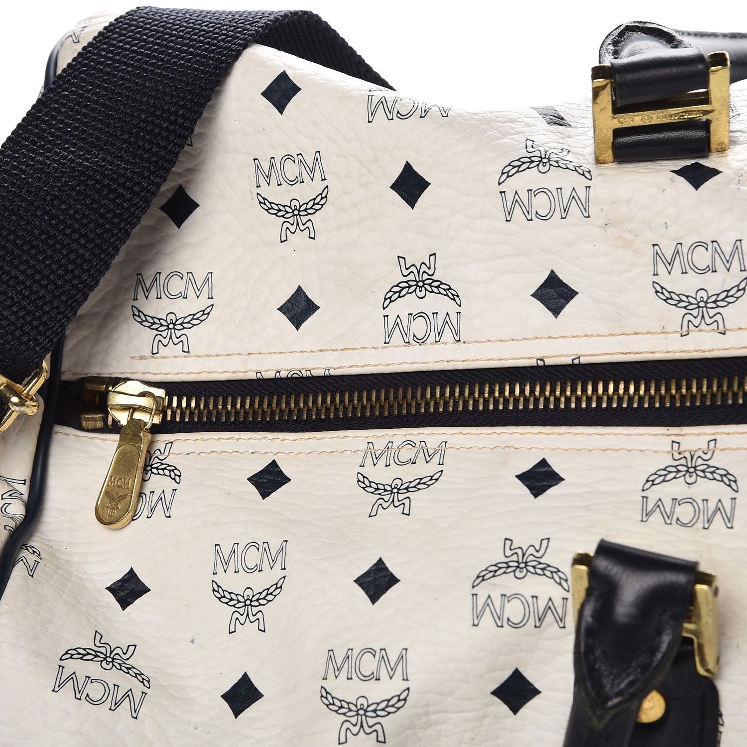 MCM Visetos Weekender Duffle Bag White 28 of 33