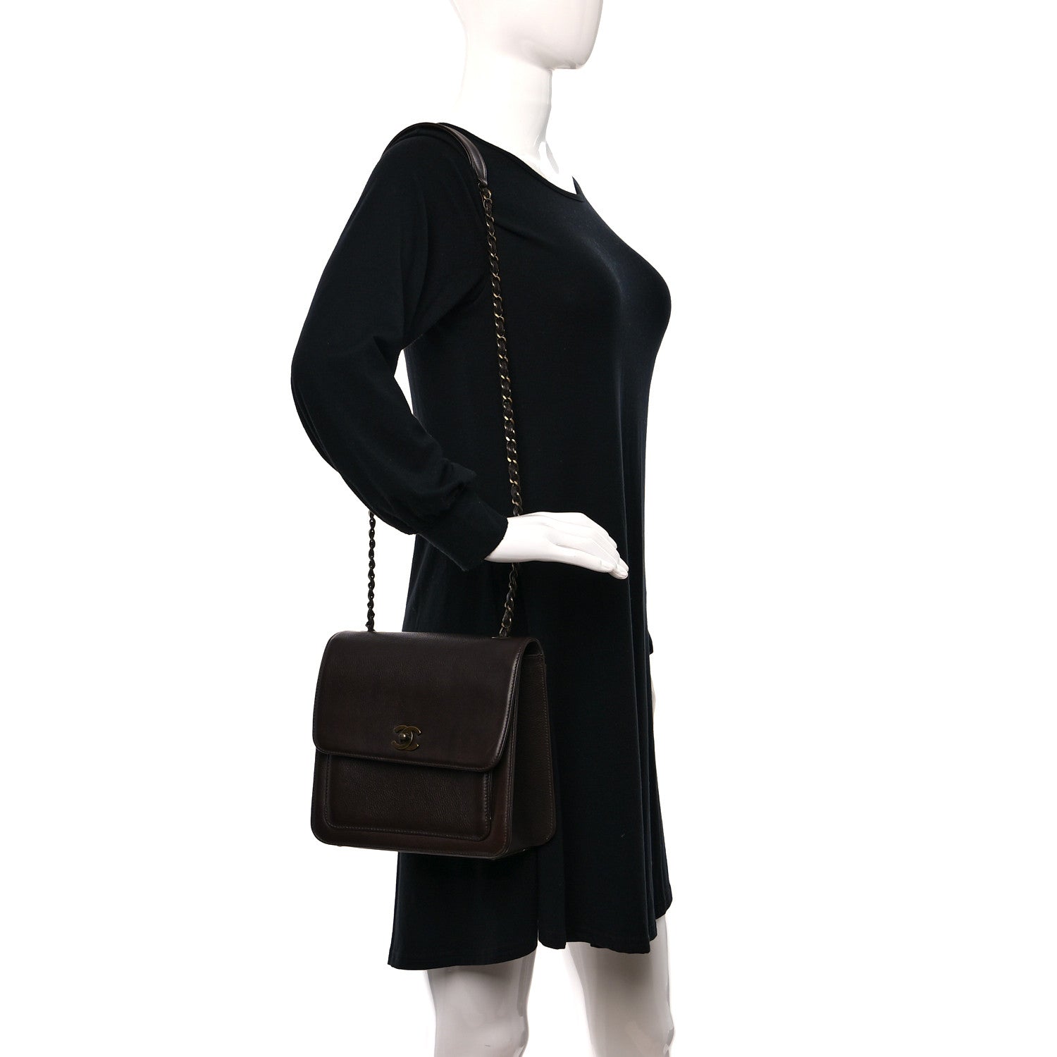 Chanel Calfskin Flap Shoulder Bag Brown 2 of 10