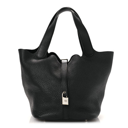 Hermes Taurillon Clemence Picotin Lock 22 MM Black 1 of 12