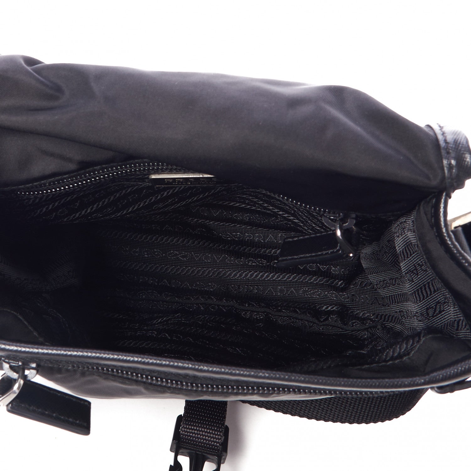 Prada Tessuto Nylon Saffiano Messenger Satchel Black 7 of 8