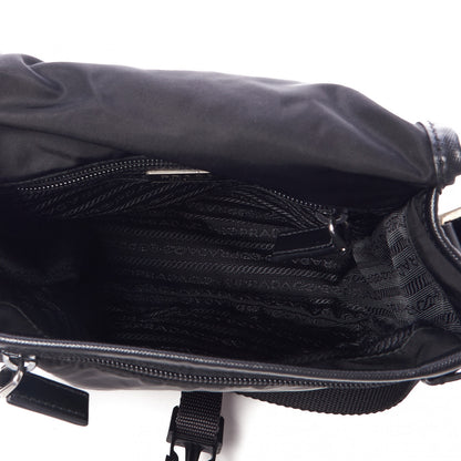 Prada Tessuto Nylon Saffiano Messenger Satchel Black 7 of 8
