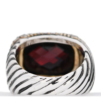 David Yurman Sterling Silver 18K Yellow Gold Diamond Garnet 12mm Noblesse Ring 56 7.75 4 of 6