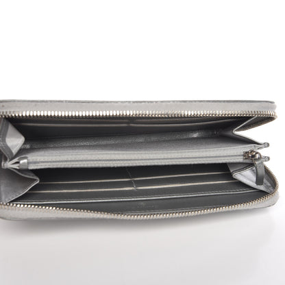 Chanel Metallic Calfskin Diamante Camellia Zip Around Wallet Silver 5 of 9