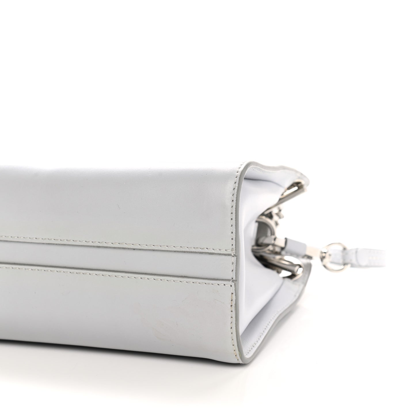 Shiny Calfskin Mini Annie Shoulder Bag Airy Grey