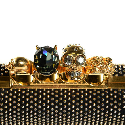Alexander McQueen Calfskin Studded Skull Knuckle Box Clutch Black 10 of 10