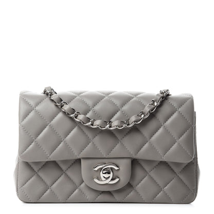 Chanel Lambskin Quilted Mini Rectangular Flap Grey 1 of 11